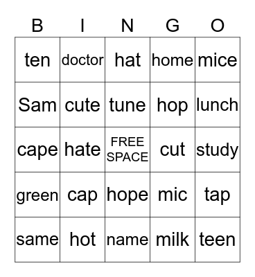 Grade Five Review Bingo Card