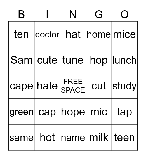 Grade Five Review Bingo Card