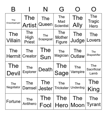Archetypes Bingo Card