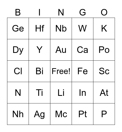 TCSHS SYMBO Bingo Card