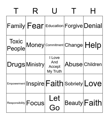 Empowerment Bingo Card