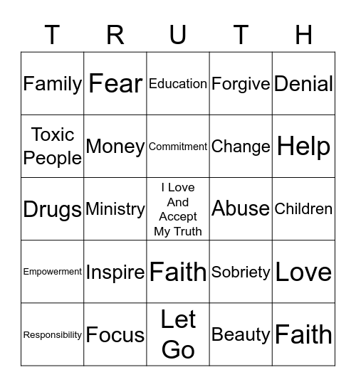 Empowerment Bingo Card