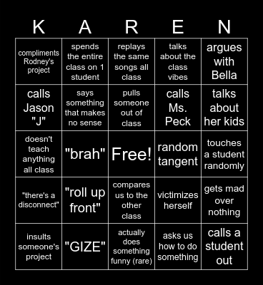 Ms. G Bingo!!! Bingo Card