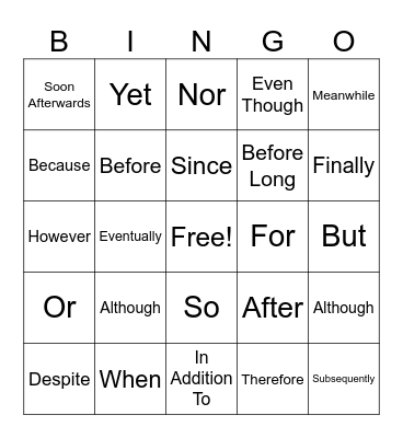 Connective Bingo Card