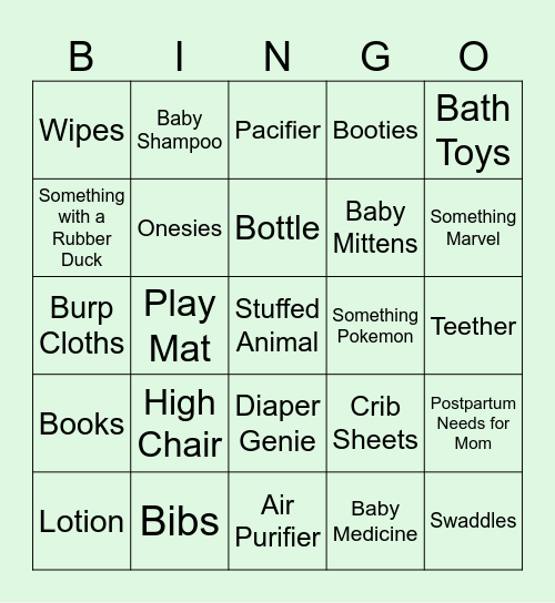 Baby Lachlan's Gift Bingo! Bingo Card