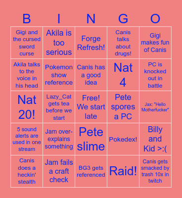 Pokemon Bingo Card