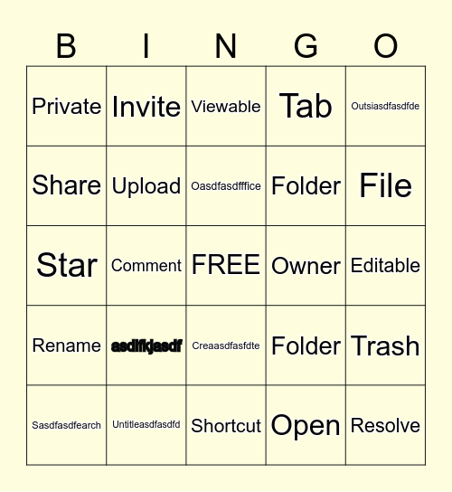 Google Docs Bingo Card