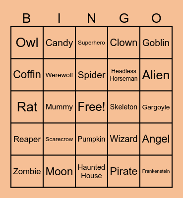 Spooky Bingo Card