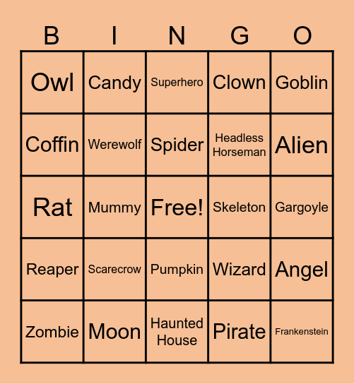 Spooky Bingo Card