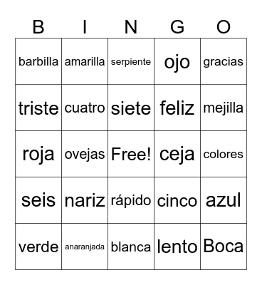 #4 Opposites Bingo Card