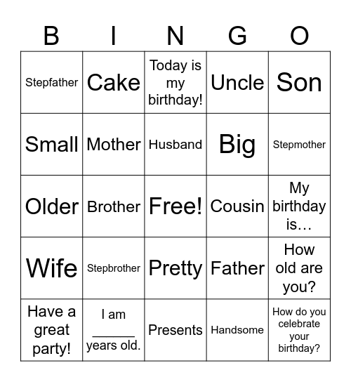 Unit 6 Bingo Card