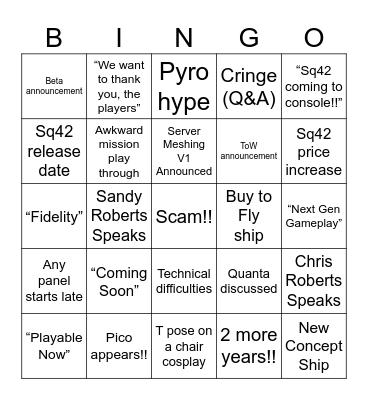 Citizen Con 2023 Bingo Card