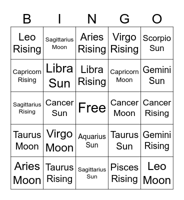 Astronomical Constellation Bingo Card