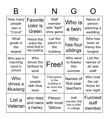 What Do You Know? Bingo Card