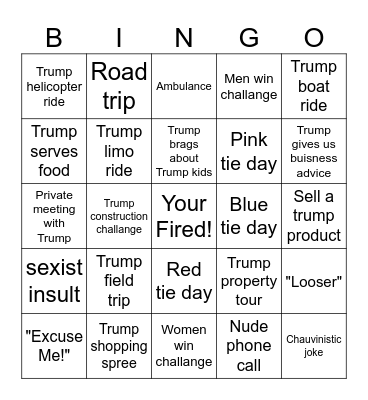 The Apprentice Bingo Card