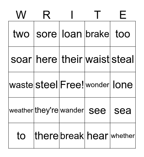 Scholar Writers Bingo Card