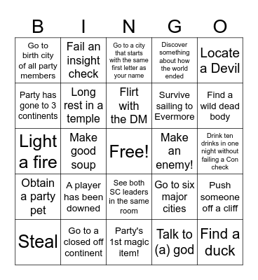 Campaign Bingo Card