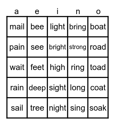 Phonics Bingo Card