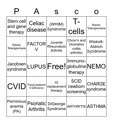 IDF/CSL Family Fun Nite 2016 Bingo Card