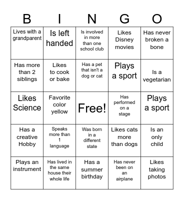 Buddy Bingo Card