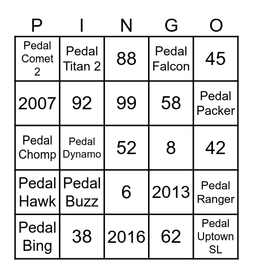 PINGO Bingo Card