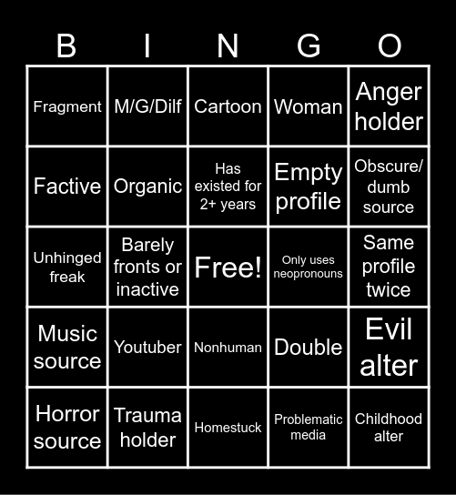 Phagoi Bingo Card