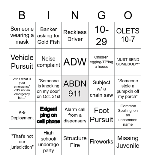 OCTOBER DISPTACH BINGO Card