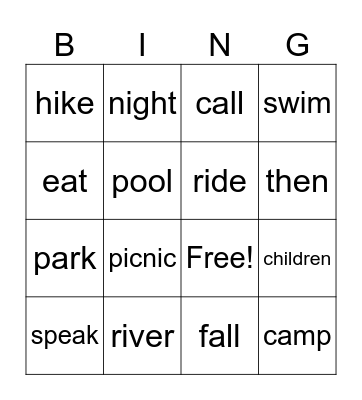 LESSON 9 BINGO Card