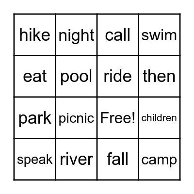 LESSON 9 BINGO Card