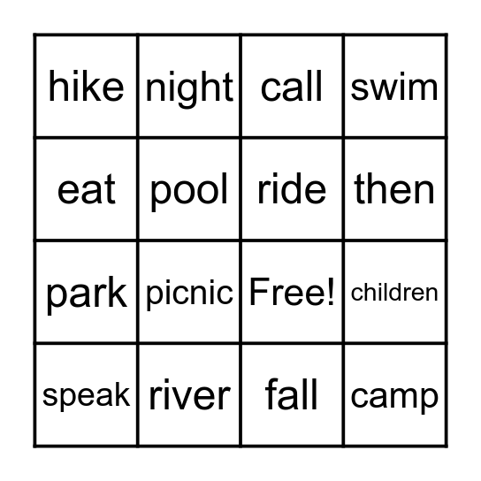 LESSON 9 BINGO Card