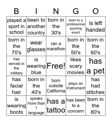 FAMILY BINGO Card