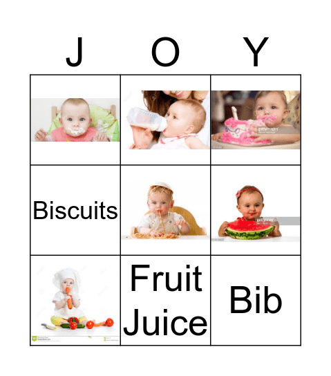 EATING BABY Bingo Card
