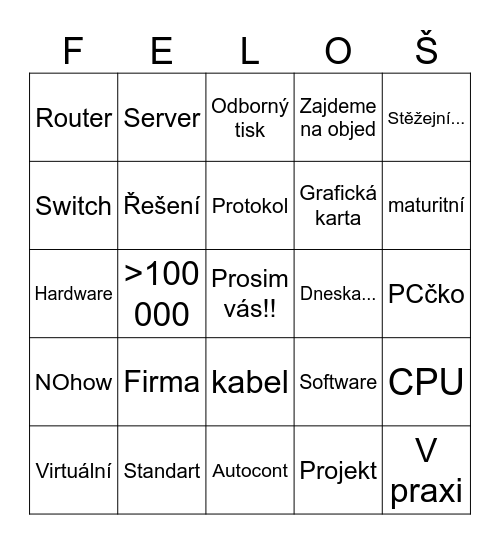 Felák Bingo Card