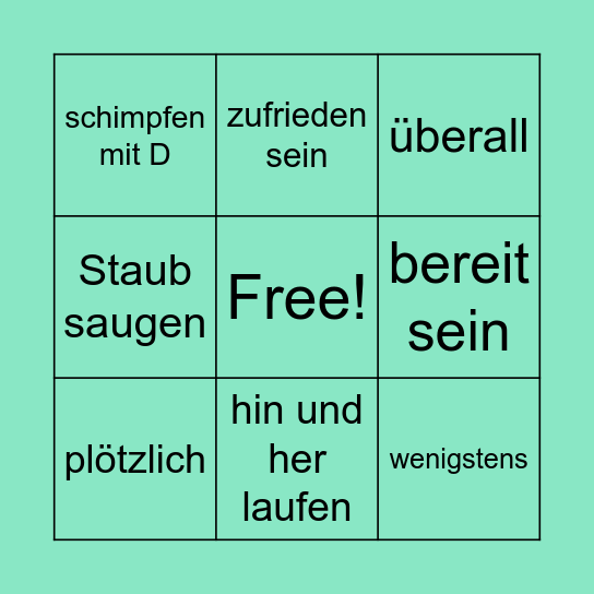 Räum das Zimmer auf! Bingo Card