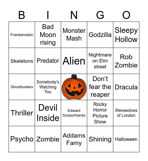 S P O O K Y Bingo Card