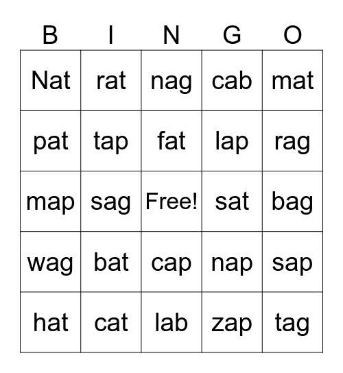 CVC Bingo Card