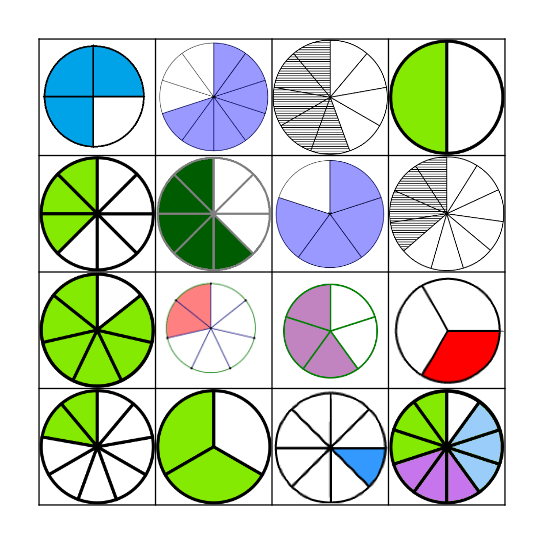 Fractions Bingo Card