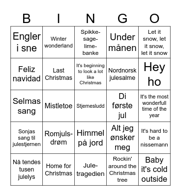 Nissefest 2023 Bingo Card