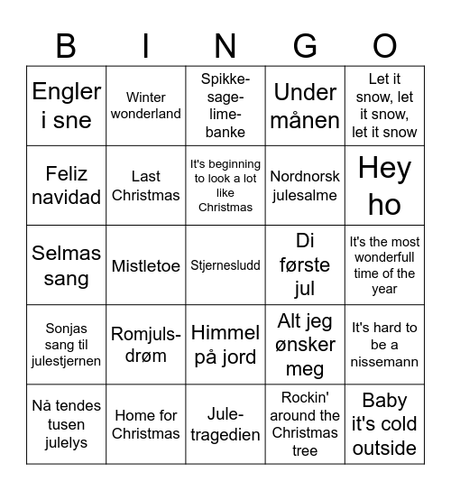 Nissefest 2023 Bingo Card