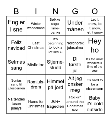 Nissefest 2023 Bingo Card
