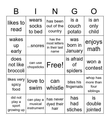Find Someone Who... Bingo Card