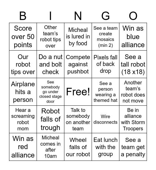 Saturn's Scrimmage Bing Bingo Card