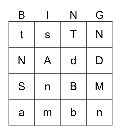 Letters mstband Bingo Card