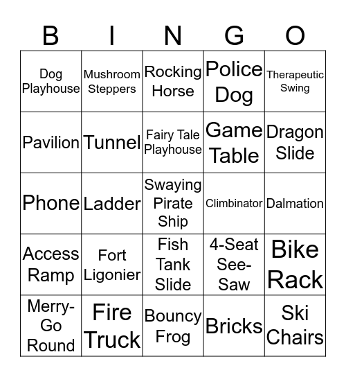 Friendship Park Bingo Card