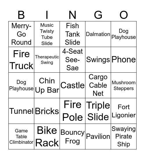 Friendship Park Bingo Card