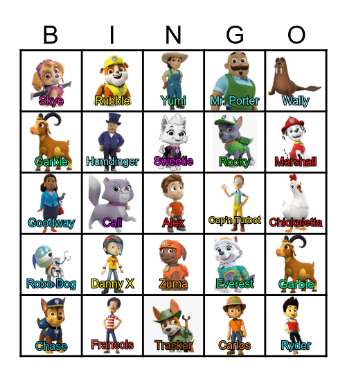 Aadhvik Bday Celebration - Paw Patrol Bingo Card