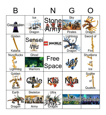 Ninjago Bingo Card