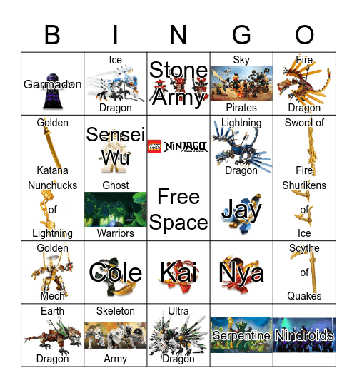 Ninjago Bingo Card