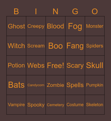 HAPPY HALLOWEEN Bingo Card