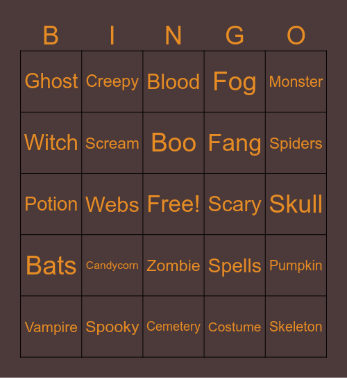 HAPPY HALLOWEEN Bingo Card